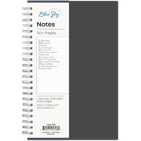 Blue Sky Notes Professional Notebook, Gray, Flexible Cover, Twin-Wire Binding (5.5" x 8.5")