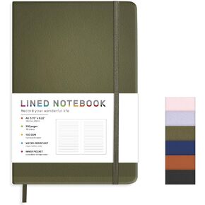 Lined Journal Notebook for Women Men, 200 Pages A5 Hardcover Leather Journals for Writing,Travel,School,Office,Work,Business,College Ruled Notebooks for Note Taking, Diary Notepad 5.7"×8.3"(Brown)