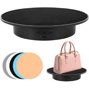 Electric Rotating Display Stand with Adjustable Speed & Angle, Black Suede & 5 Colorful Backdrops
