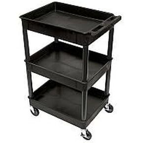 Three Tub Shelf Utility Cart with 12" Shelf Clearance - Black