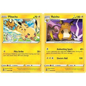 Raichu 50/195 - Pikachu 049/195 - Silver Tempest - Pokemon Evolution Card Set - 2 Card Lot