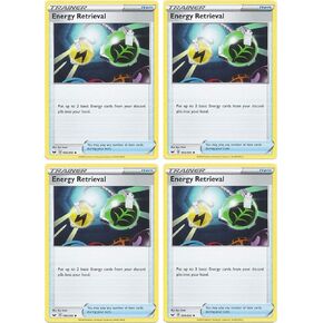 Pokemon Card - Energy Retrieval - Sword and Shield Base - x4 Card Lot Playset - 160/202 Uncommon