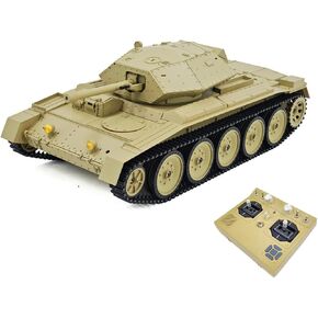 British Crusader RC Tank 1/16 Scale 2.4G Model, Infrared Battle with Recoil & Sound, 360° Rotating Turret - Durable Military Model for Adults & Collectors, Gift for Outdoor Play