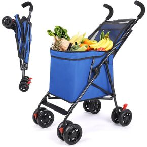 20% Larger Capacity, Wedyvko Dog Stroller for Medium/Small Pets w/Dog Poop Bags & Dispenser, Storage Pouch, Zipperless, Entry in/Out Easy (Black)