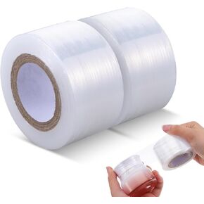 2 Pack Mini Stretch Wrap for Bottles Jars Seals Heavy Duty Stretch Film 1.57in*1000ft Unheated Bottles Packing Supplies Shrink Wrap Film Roll for Jars Bottle Cans Tin Lip Gloss Seal Packing