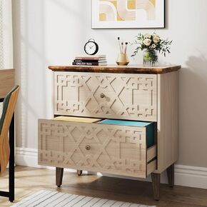 Tribesigns 2 Drawer Lateral File Cabinet, Office Filing Cabinet for A4 / Letter Size/Legal Size Files, Wood Storage Cabinet Printer Stand for Home Office, Living Room, White