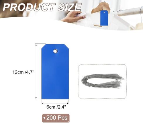 علامات الشحن البلاستيكية Patikil مع الأسلاك 4 3/4 "× 2 3/8" ، 200 قطعة فارغة علامات تعليق مقاومة للماء مع الأسلاك علامات تسمية لوضع علامات على أمتعة أجزاء السيارات ، الأزرق in Kuwait