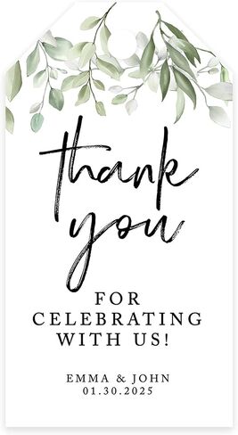 Andaz Press 100 pack figuredized شكرًا لك علامات زفاف مع Bakers Twine Greenery Leaves Custom شكرًا لك على علامات الزفاف 2 "× 3.75" in Kuwait