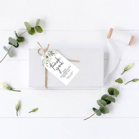 Andaz Press 100 pack figuredized شكرًا لك علامات زفاف مع Bakers Twine Greenery Leaves Custom شكرًا لك على علامات الزفاف 2 "× 3.75" in Kuwait