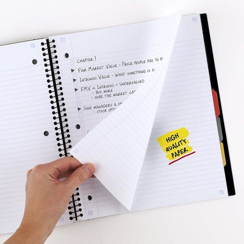 Five Star Spiral Notebook + Study App, 5 Subject, College Ruled Paper, Advance Notebook with Spiral Guard, Movable Tabbed Dividers and Expanding Pockets, 8-1/2" x 11", 200 Sheets, Blue (73150) in Kuwait