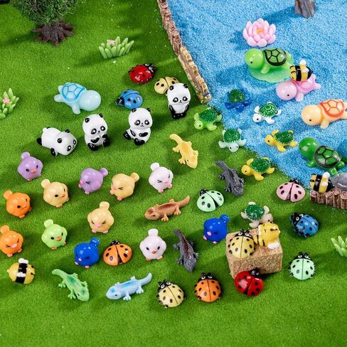 Mini Small Animal Figurines, 54 Pieces Mini Marine Resin Animals, Marine Animals Decorative Decorations, Miniature Landscape Decorative Sets, Fairytale Gardens in Kuwait
