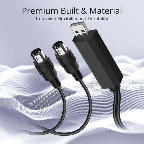 مجموعة كابل TNP MIDI إلى USB مع محول من النوع C 2 في 1 سلك USB MIDI Piano من الكمبيوتر الشخصي إلى لوحة المفاتيح، جهاز المزج، الطبل الإلكتروني، أنبوب النفخ الكهربائي، 16 قناة لنظام التشغيل Windows وMac وAndroid (6 أقدام) in Saudi Arabia