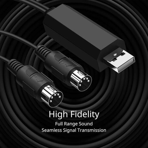 مجموعة كابل TNP MIDI إلى USB مع محول من النوع C 2 في 1 سلك USB MIDI Piano من الكمبيوتر الشخصي إلى لوحة المفاتيح، جهاز المزج، الطبل الإلكتروني، أنبوب النفخ الكهربائي، 16 قناة لنظام التشغيل Windows وMac وAndroid (6 أقدام) in Saudi Arabia