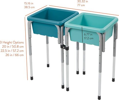 Double Sensory Table with Lids, Adjustable Sand and Water Table, Seafoam/Turquoise in Saudi Arabia