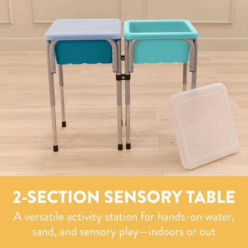 Double Sensory Table with Lids, Adjustable Sand and Water Table, Seafoam/Turquoise in Saudi Arabia