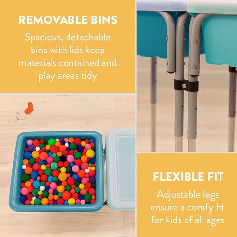 Double Sensory Table with Lids, Adjustable Sand and Water Table, Seafoam/Turquoise in Saudi Arabia