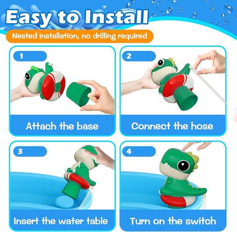 مضخة المياه المائية تدفق مستمر - مضخة مياه تعمل بالديناصورات القابلة لإعادة شحنها لإكسسوارات منسوب المياه - ألعاب لعب المياه في الهواء الطلق الصيفية للأطفال بالخارج (الأزرق) in Kuwait