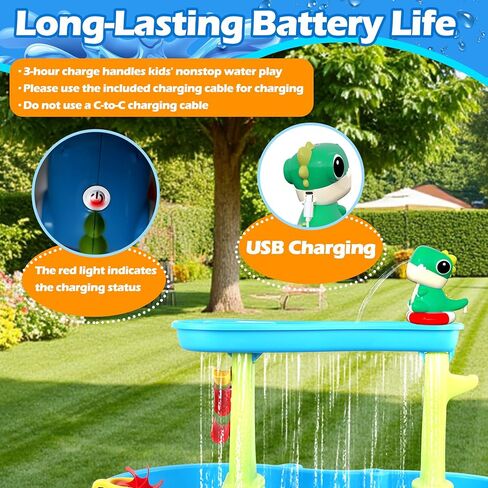 مضخة المياه المائية تدفق مستمر - مضخة مياه تعمل بالديناصورات القابلة لإعادة شحنها لإكسسوارات منسوب المياه - ألعاب لعب المياه في الهواء الطلق الصيفية للأطفال بالخارج (الأزرق) in Kuwait