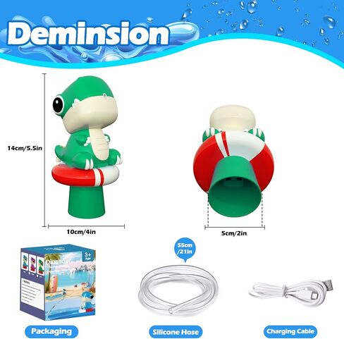 مضخة المياه المائية تدفق مستمر - مضخة مياه تعمل بالديناصورات القابلة لإعادة شحنها لإكسسوارات منسوب المياه - ألعاب لعب المياه في الهواء الطلق الصيفية للأطفال بالخارج (الأزرق) in Kuwait