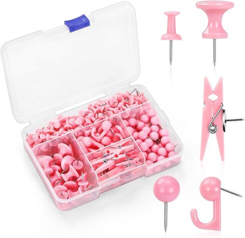 240pcs thumb thumb pink ، 5 دبابيس دفع لطيف ، دبابيس دفع زخرفية لألواح النشرات ، لوحة الفلين ، لوازم المكاتب الوردية ، ديكور المكتب in Kuwait
