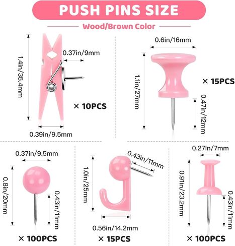 240pcs thumb thumb pink ، 5 دبابيس دفع لطيف ، دبابيس دفع زخرفية لألواح النشرات ، لوحة الفلين ، لوازم المكاتب الوردية ، ديكور المكتب in Kuwait