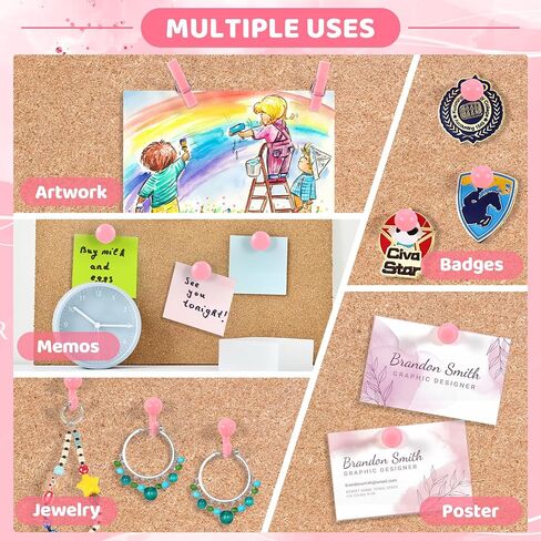 240pcs thumb thumb pink ، 5 دبابيس دفع لطيف ، دبابيس دفع زخرفية لألواح النشرات ، لوحة الفلين ، لوازم المكاتب الوردية ، ديكور المكتب in Kuwait