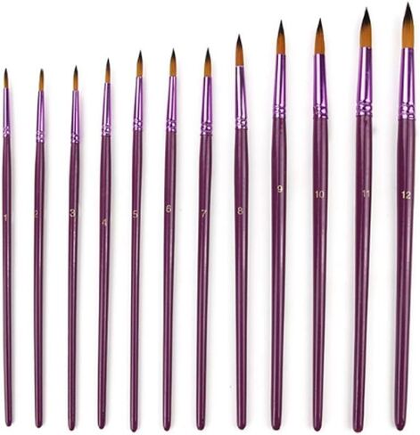 HBJWOV 12 Pcs/Lot Different Size Artist Nylon Hair Paint Brush Set for Watercolor Acrylic Oil Painting Brushes Drawing Art Supplie(D) in Saudi Arabia
