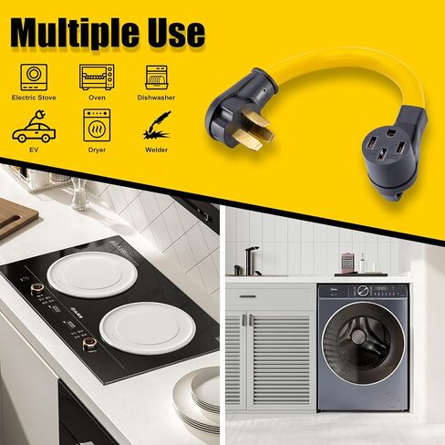 سلك محول شاحن EV من NEMA 10-50P إلى 14-50R مع سلك محول عالي التحمل 6-AWG لشحن Tesla وغيرها من أجهزة الشحن من المستوى 2، 1.5 قدم in Saudi Arabia