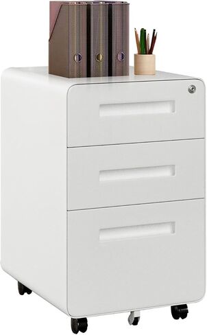 Living 3 Mini Mini Metal File Cabinet with Lock ، White ، Office Home Office ، Under Desk ، Letter/Legal/A4 ، in Saudi Arabia