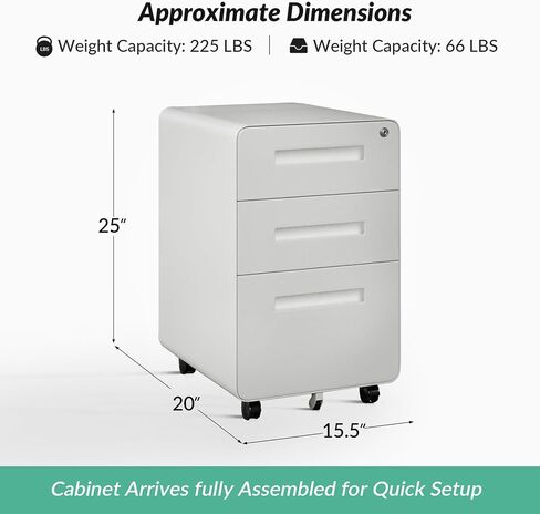 Living 3 Mini Mini Metal File Cabinet with Lock ، White ، Office Home Office ، Under Desk ، Letter/Legal/A4 ، in Saudi Arabia
