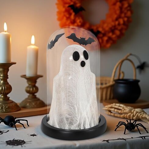 DAZONGE شبح ديكور الهالوين، شبح الهالوين في قبة زجاجية مع ضوء سلسلة، اعتماد شبح لديكورات الهالوين في الأماكن المغلقة، ديكور شبح الهالوين على الطاولة in Kuwait