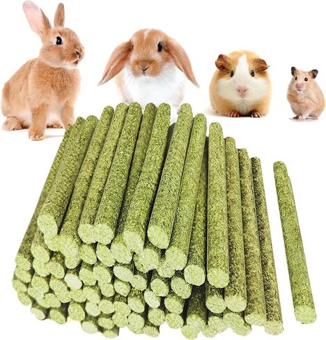 Rabbit Toys,Timothy Hay Stick for Guinea Pig Toy Bunny Chew Toys for Teeth Grinding Hamster Alfalfa Bite Treat Rabbit Molar Food Snack for Pet Rat Chinchilla Squirrel Gerbil-58PCS in Saudi Arabia