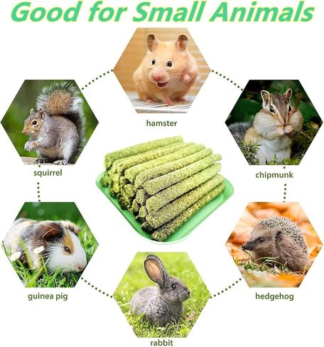 Rabbit Toys,Timothy Hay Stick for Guinea Pig Toy Bunny Chew Toys for Teeth Grinding Hamster Alfalfa Bite Treat Rabbit Molar Food Snack for Pet Rat Chinchilla Squirrel Gerbil-58PCS in Saudi Arabia