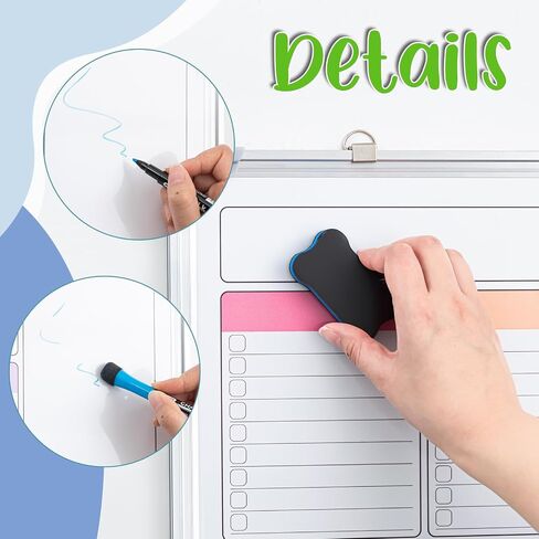 Lincia Magnetic لإجراء قائمة Whiteboard للجدار 24 "× 18" لوحة محو أسبوعية كبيرة ، معلقة تقويم اللوحة البيضاء مزدوجة الجانب للتخطيط مكتب المطبخ المنزل (Pleochroic) in Saudi Arabia