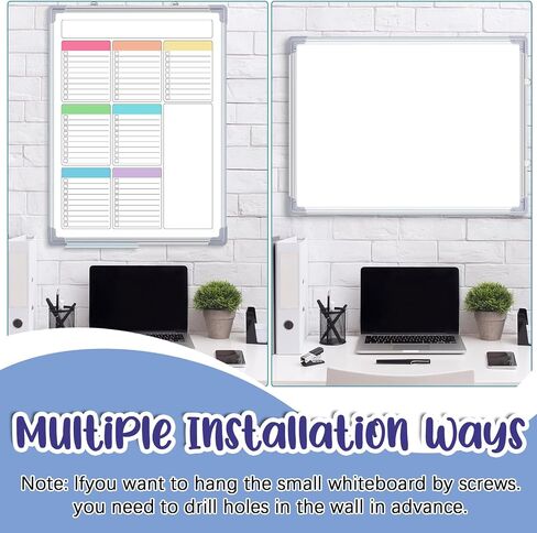 Lincia Magnetic لإجراء قائمة Whiteboard للجدار 24 "× 18" لوحة محو أسبوعية كبيرة ، معلقة تقويم اللوحة البيضاء مزدوجة الجانب للتخطيط مكتب المطبخ المنزل (Pleochroic) in Saudi Arabia