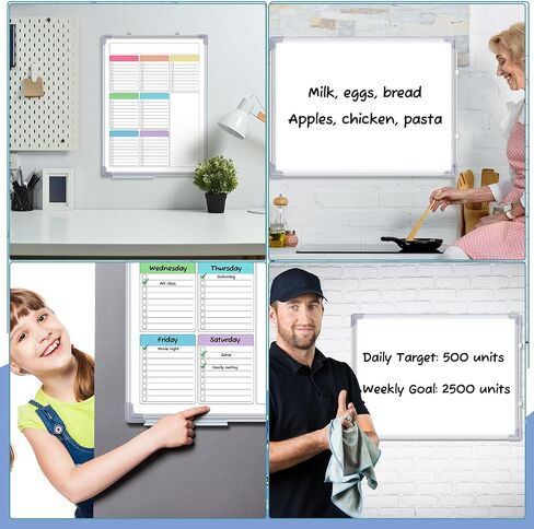 Lincia Magnetic لإجراء قائمة Whiteboard للجدار 24 "× 18" لوحة محو أسبوعية كبيرة ، معلقة تقويم اللوحة البيضاء مزدوجة الجانب للتخطيط مكتب المطبخ المنزل (Pleochroic) in Saudi Arabia