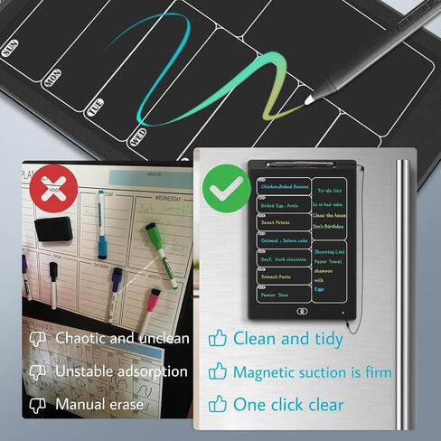 Magnetic Weekly Chore Chart for Adults, 9.8"×6.7" Small to Do List Dry Erase Board for Fridge Grocery Shopping Kitchen Menu Planning Whiteboard Refrigerator Digital Notepad Blackboard Meal Planner in Saudi Arabia