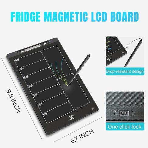 Magnetic Weekly Chore Chart for Adults, 9.8"×6.7" Small to Do List Dry Erase Board for Fridge Grocery Shopping Kitchen Menu Planning Whiteboard Refrigerator Digital Notepad Blackboard Meal Planner in Saudi Arabia
