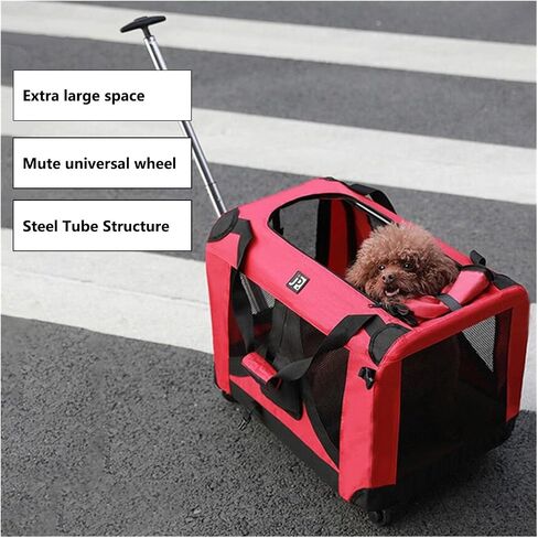Carrier Pet On Wheels Trolley Trolley Cate Cat Cat Trolley Bag Bag Bag Luggage Lagger Large CATER CAT CARRAIR (RED) in Kuwait