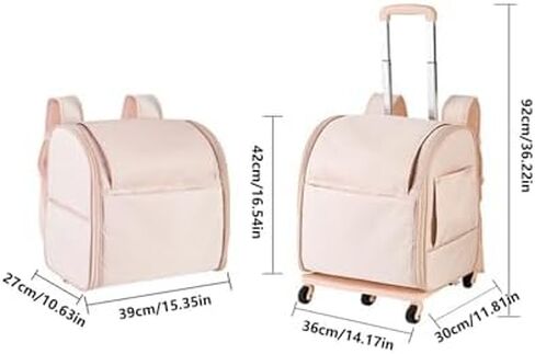 Pet Trolley Case, Multi-Function Pet Bag on Wheels, Foldable Trolley Case, Cat Bag, Pet Outing Bag (Color : White) in Saudi Arabia