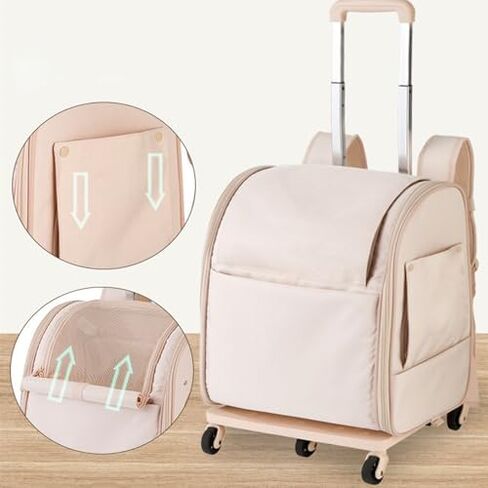 Pet Trolley Case, Multi-Function Pet Bag on Wheels, Foldable Trolley Case, Cat Bag, Pet Outing Bag (Color : White) in Saudi Arabia