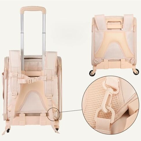 Pet Trolley Case, Multi-Function Pet Bag on Wheels, Foldable Trolley Case, Cat Bag, Pet Outing Bag (Color : White) in Saudi Arabia