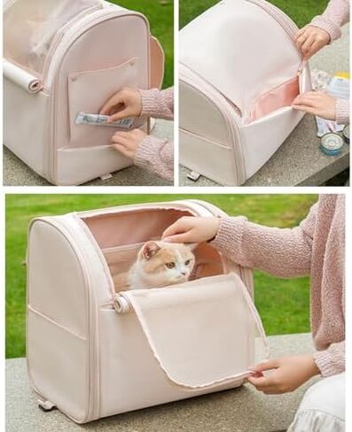 Pet Trolley Case, Multi-Function Pet Bag on Wheels, Foldable Trolley Case, Cat Bag, Pet Outing Bag (Color : White) in Saudi Arabia