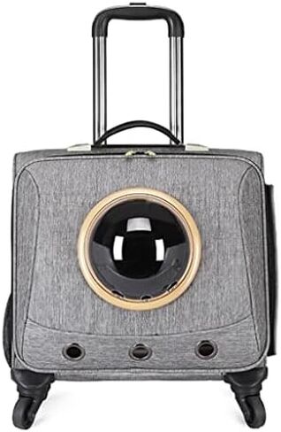 مربع عربات Trolley Pet Cat and Dog ، حقيبة حيوان أليف محمول مع عجلات Universal Universal Pet Box/Gray (رمادي) in Kuwait