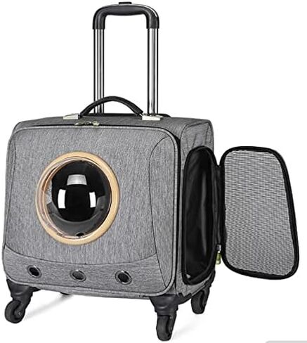 مربع عربات Trolley Pet Cat and Dog ، حقيبة حيوان أليف محمول مع عجلات Universal Universal Pet Box/Gray (رمادي) in Kuwait