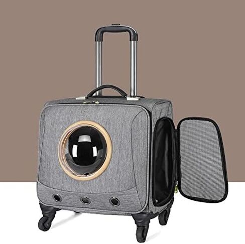 مربع عربات Trolley Pet Cat and Dog ، حقيبة حيوان أليف محمول مع عجلات Universal Universal Pet Box/Gray (رمادي) in Kuwait