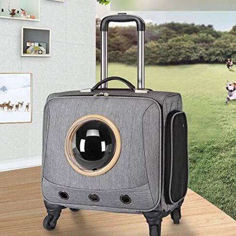 مربع عربات Trolley Pet Cat and Dog ، حقيبة حيوان أليف محمول مع عجلات Universal Universal Pet Box/Gray (رمادي) in Kuwait