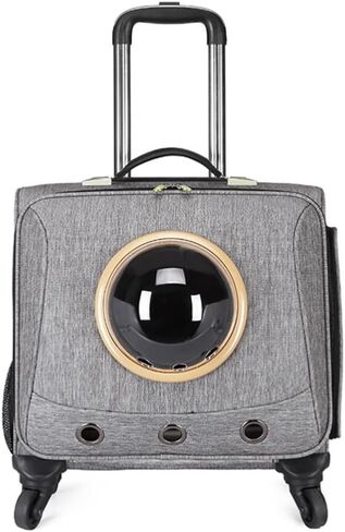 مربع عربات Trolley Pet Cat and Dog ، حقيبة حيوان أليف محمول مع عجلات Universal Universal Pet Box/Gray (رمادي) in Kuwait