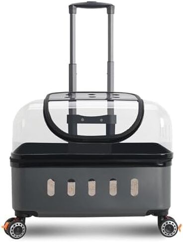 Large Capacity Pet Trolley Case, Transparent Pet Carrier Backpack, Outdoor Cat Crate, Cat Kennel Trolley Case Portable with Silent Wheel for Cats (Color : Green-A) in Saudi Arabia