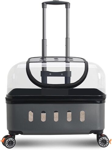 Large Capacity Pet Trolley Case, Transparent Pet Carrier Backpack, Outdoor Cat Crate, Cat Kennel Trolley Case Portable with Silent Wheel for Cats (Color : Green-A) in Saudi Arabia